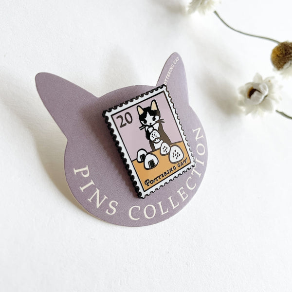 Pottering Cat Enamel Pin - Onigiri - niconeco zakkaya