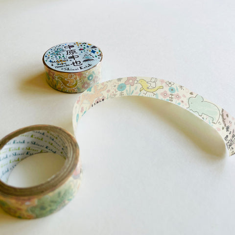 2 rolls - Skinny Washi Tape - Gold Foil Red & Green Christmas