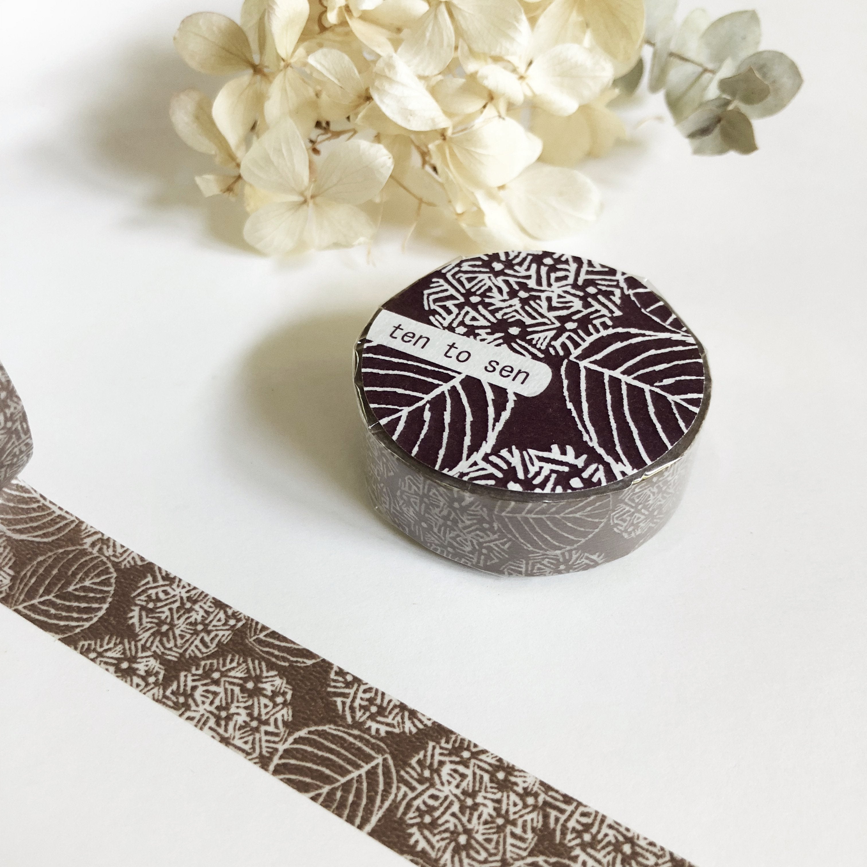 Ten to Sen Hydrangea Flower Washi Tape - Mocha-niconeco zakkaya